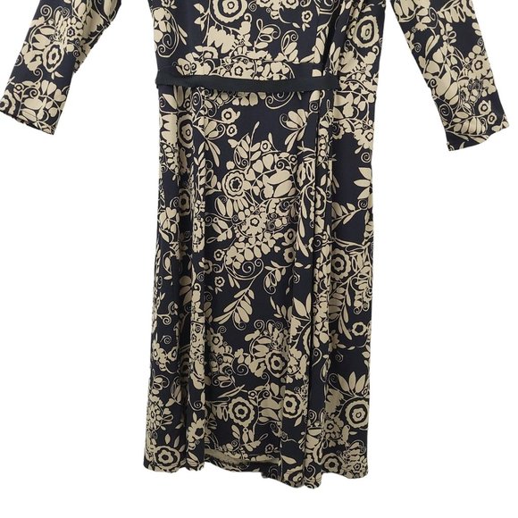 Ann Taylor LOFT Petites Wrap Dress Size 6P Black Taupe Floral Print Mid Length - Picture 14 of 16